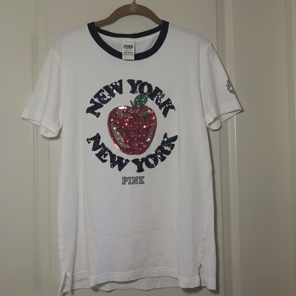 PINK Victoria’s Secret Sequined Tee Shirt - Picture 1 of 5